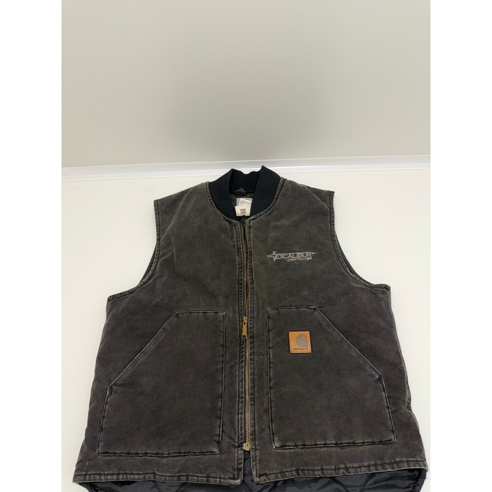 Vintage Carhartt Vest Men's Large Regular Canvas Quilted V02ONX Onyx Made in USA - Picture 3 of 9